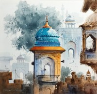Zahid Ashraf, 24 x 24 inch, Watercolor on Canvas, Cityscape Painting, AC-ZHA-052